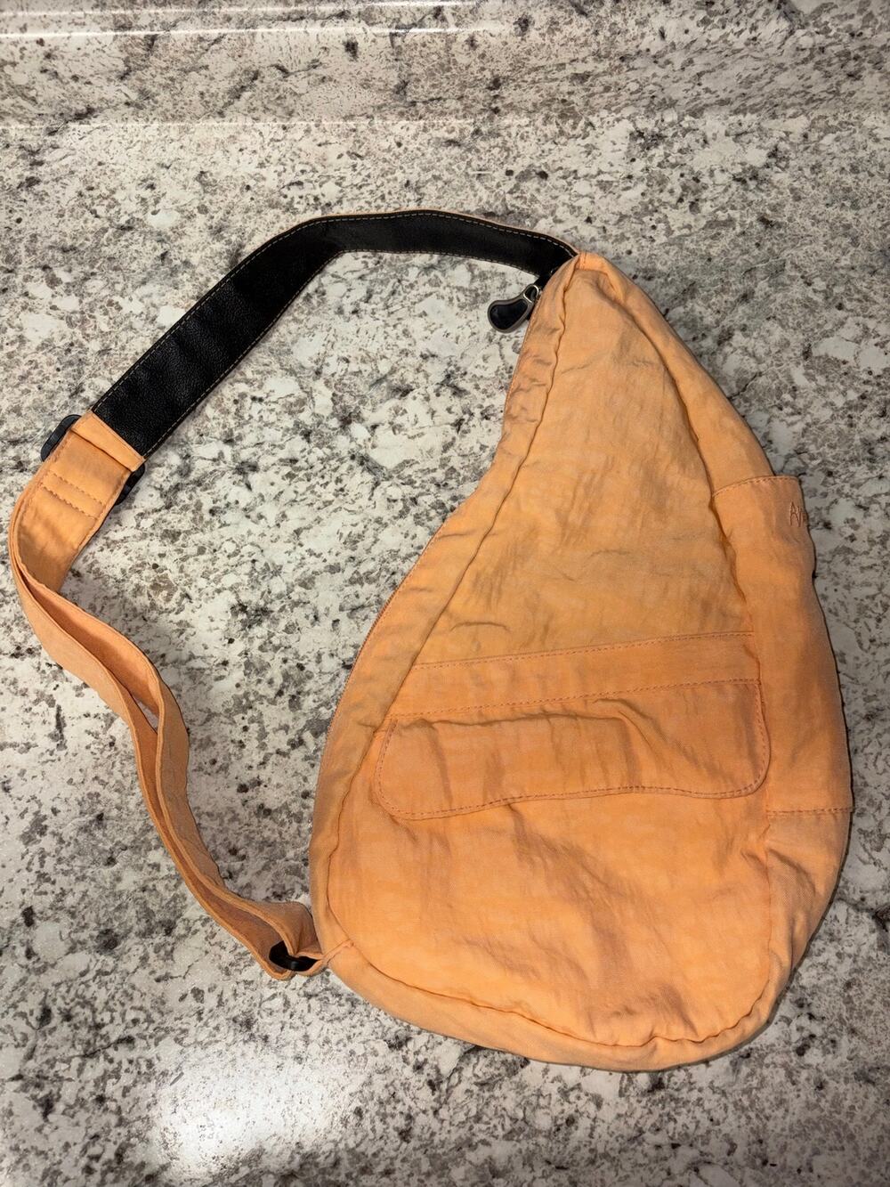 AmeriBag Healthy Back Bag Peach Orange Nylon Sling Crossbody Preowned